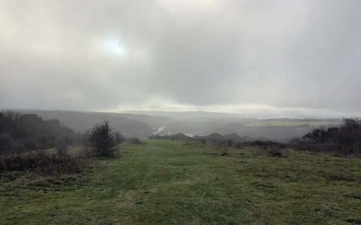 View south over the rolling chalk downs from Butser Hill