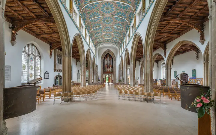 The bright nave of Chelmsford Cathedral