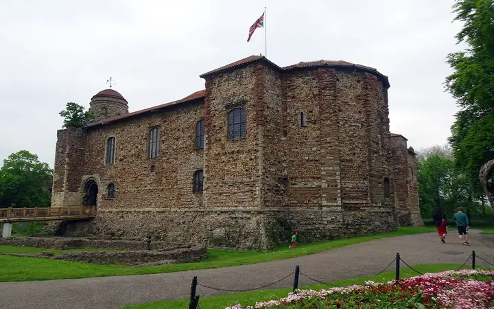 Colchester Castle, a large Norman keep, in Castle Park