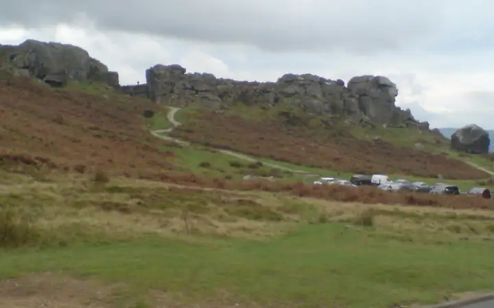 The gritstone Cow and Calf rocks on the edge of Ilkley Moor