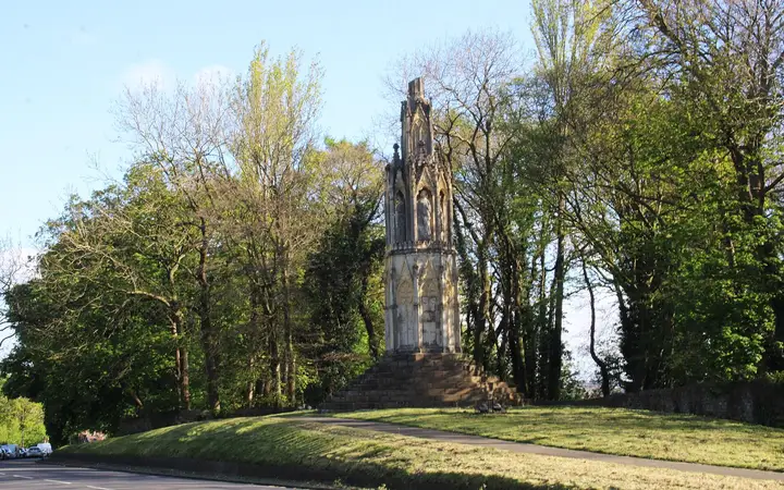 The carved stone Eleanor Cross at Hardingstone