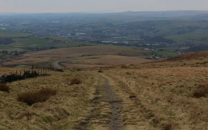 The paved old road crossing Blackstone Edge