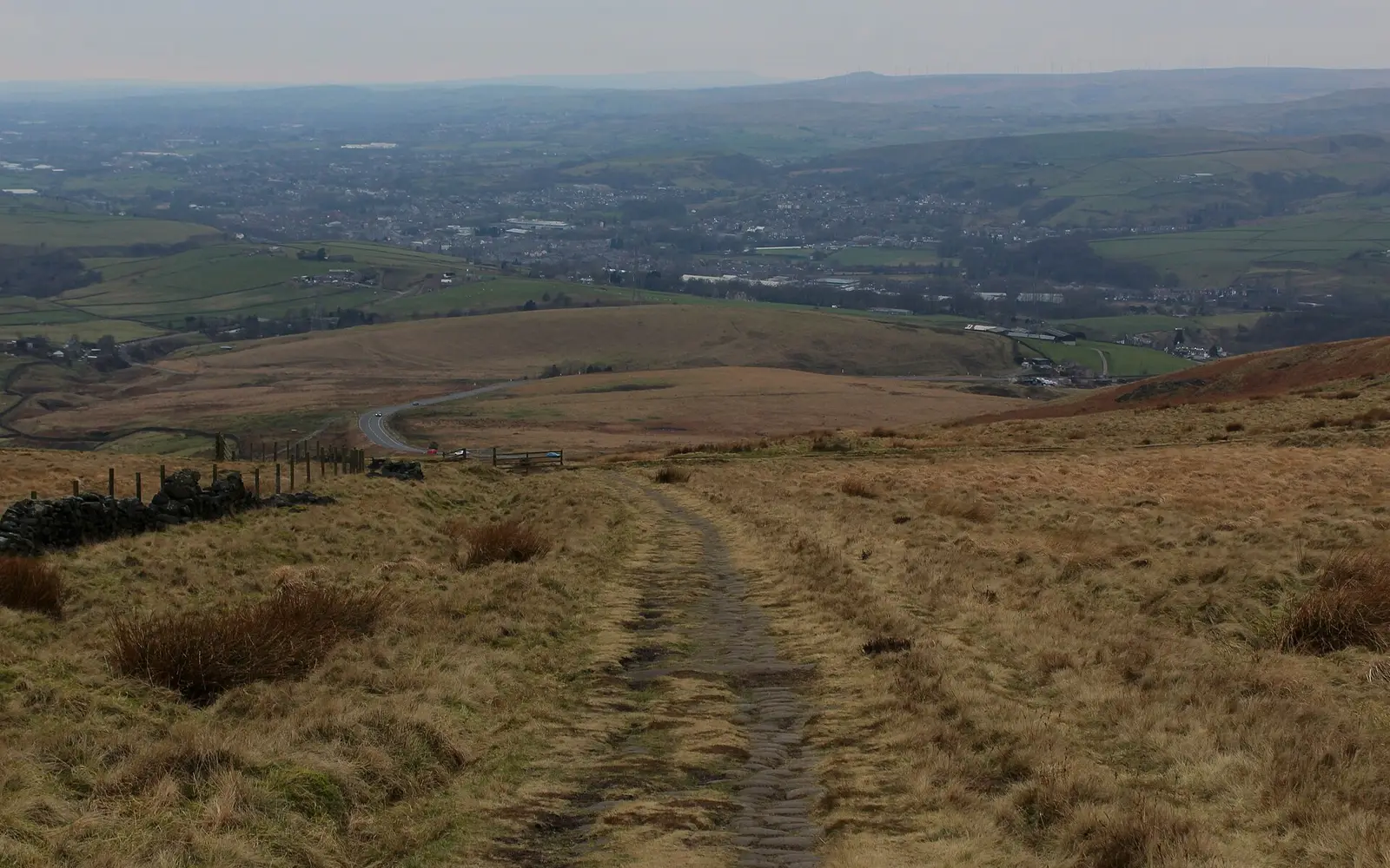 The paved old road crossing Blackstone Edge