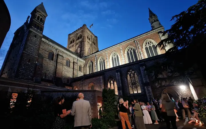 St Albans Cathedral at night