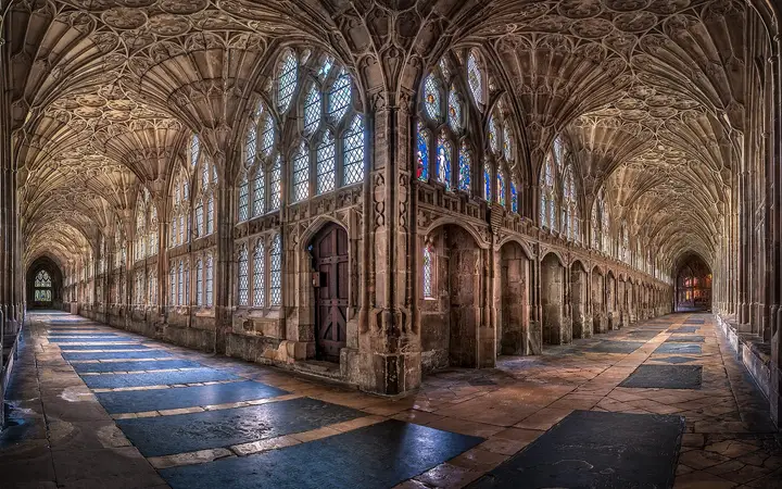 Fan-vaulted cloister at Gloucester Cathedral