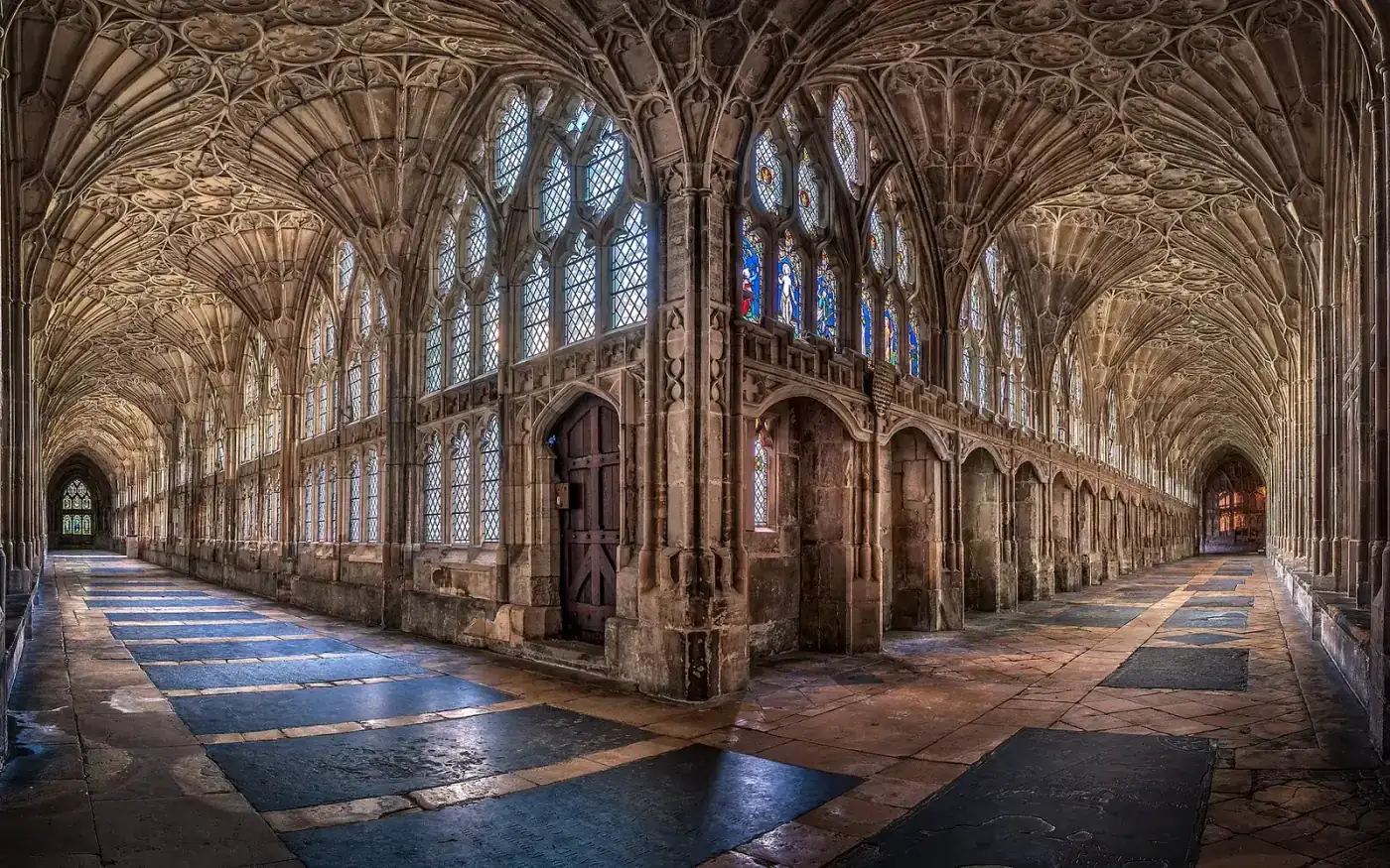 Fan-vaulted cloister at Gloucester Cathedral