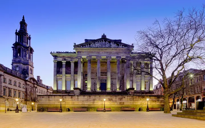 The Harris Museum's columned front in Preston