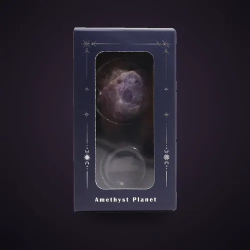 Ametyst Planet on a Sola Goldstone Stand (JUPITER) – Gemstone Planets on a Goldstone Stand from Starseed UK