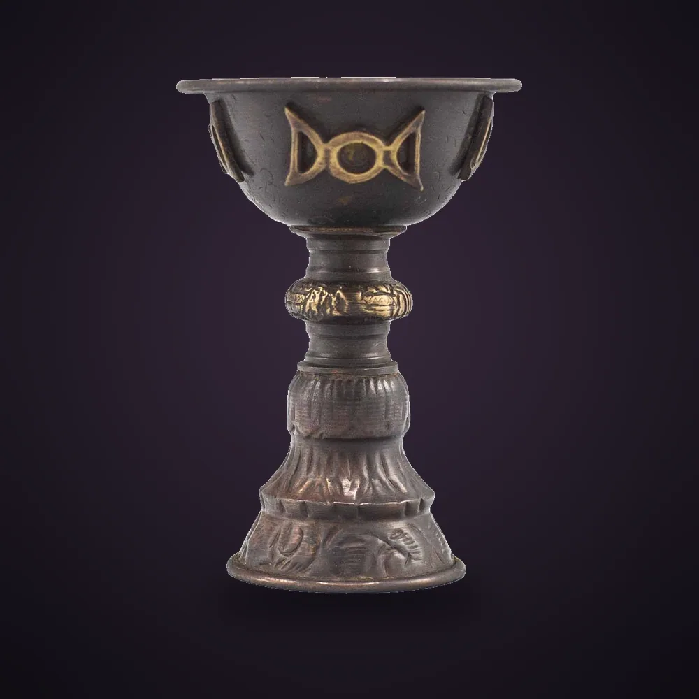 Antique Copper Ritual Goblet with Triple Moon 8x13cm – view 1