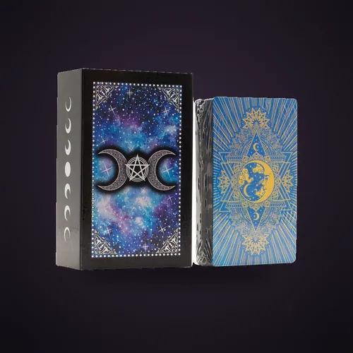 Blue Foil Tarot Card Set - Moon Face - with booklet – Tarot Cards & Reading Cloths from Starseed UK