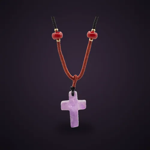 Cord Necklace Gemstone Pendant - Amethyst Cross – Cord Necklace Gemstone Pendants from Starseed UK