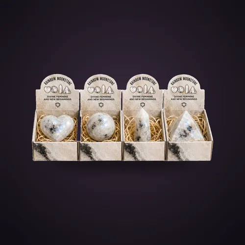 Four Gemstone Shapes - Rainbow Moonstone – Four Gemstone Shapes Sets from Starseed UK