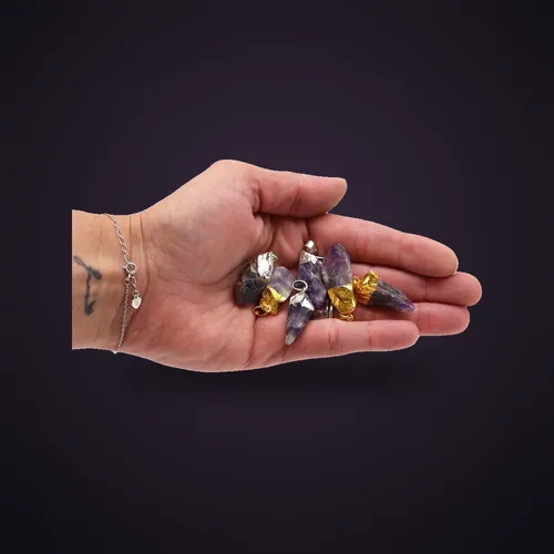 Gemstone Amethyst Gold & Silver Plated Pendants (6 assorted) – Gemstone Pendants from Starseed UK