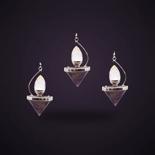 Gemstone Lantern of Life Pendulum - Amethyst & Rock Quartz – Special Gemstone Pendulums from Starseed UK