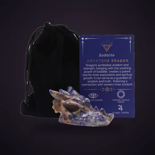 Gemstone Large Dragon Head- Sodalite – Gemstone Figures from Starseed UK
