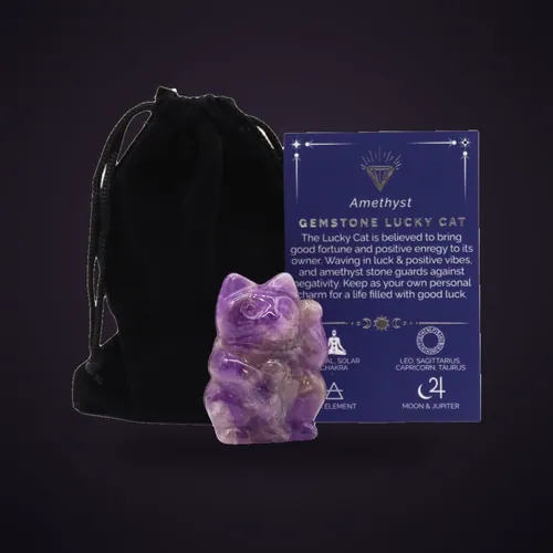 Gemstone Lucky Cat - Amethyst – Gemstone Figures from Starseed UK