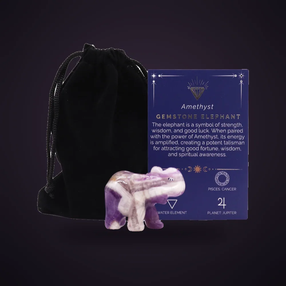 Gemstone Lucky Elephant - Amethyst