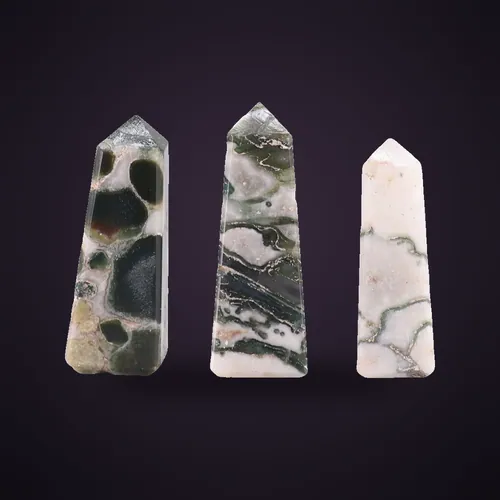 Gemstone Obelisk Point approx 5cm - Moss Agate – Gemstone Obelisk Points from Starseed UK