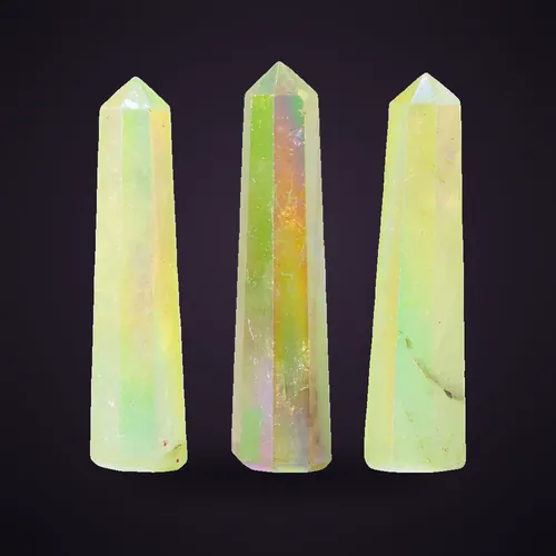 Gemstone Obelisk Point approx 9cm - Aurura Crystal Quartz - Pale Green – Gemstone Obelisk Points from Starseed UK