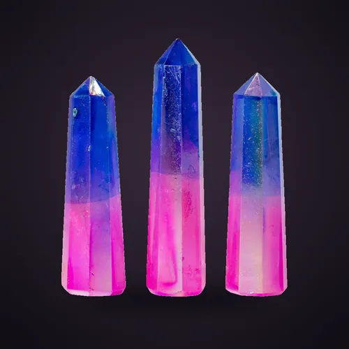Gemstone Obelisk Point approx 9cm - Aurura Crystal Quartz - Pink & Blue – Gemstone Obelisk Points from Starseed UK