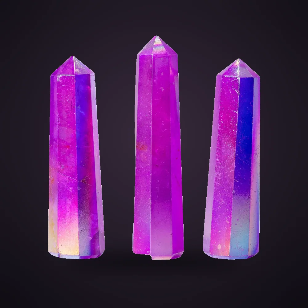 Gemstone Obelisk Point approx 9cm - Aurura Crystal Quartz - Purple