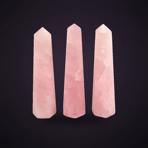 Gemstone Six Face Obelisk Point approx 11cm  - Rose Quartz – Gemstone Obelisk Points from Starseed UK