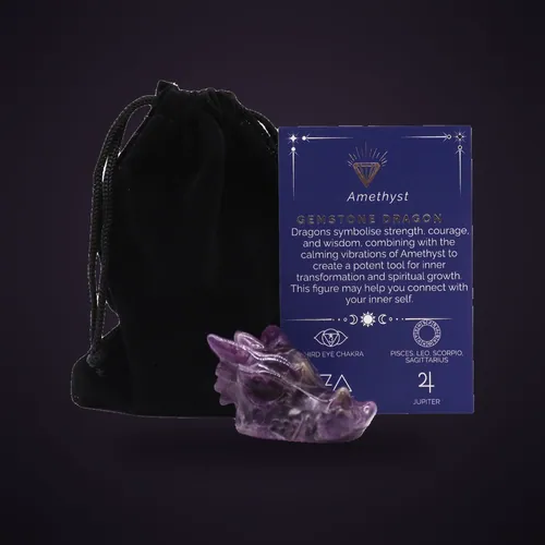 Gemstone Small Dragon Head- Amethyst – Gemstone Figures from Starseed UK