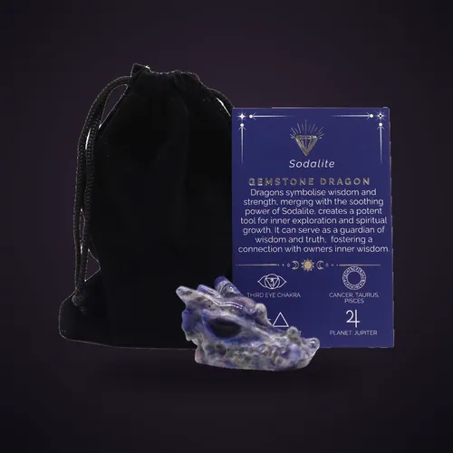Gemstone Small Dragon Head- Sodalite – Gemstone Figures from Starseed UK
