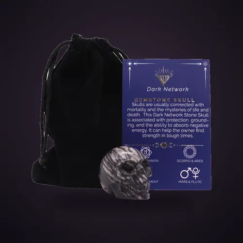 Gemstone Small Skull - Dark Network Stone – Gemstone Figures from Starseed UK