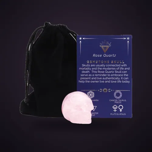 Gemstone Small Skull - Rose Quartz – Gemstone Figures from Starseed UK