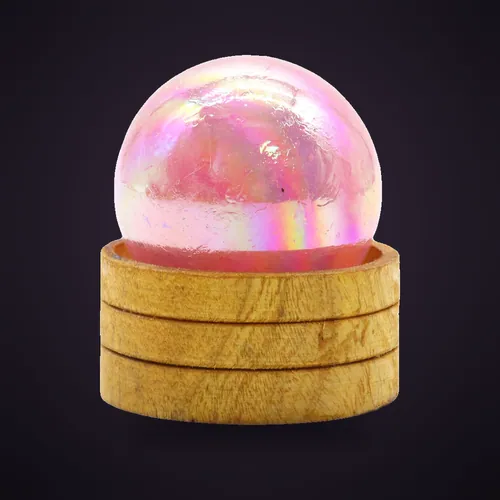 Gemstone Sphere 50mm - Rose Quartz Titanium Aura with Stand – Gemstone Crystal Spheres with Stand from Starseed UK
