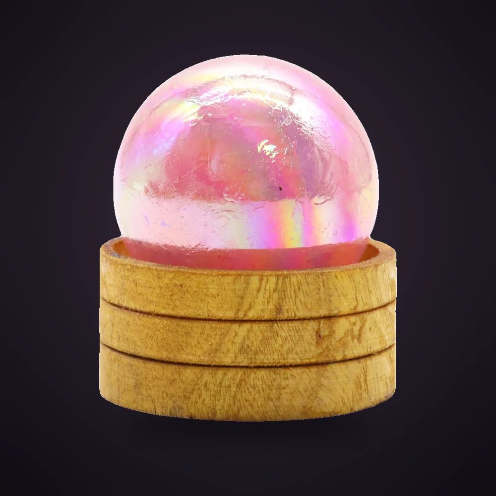 Gemstone Sphere 50mm - Rose Quartz Titanium Aura with Stand