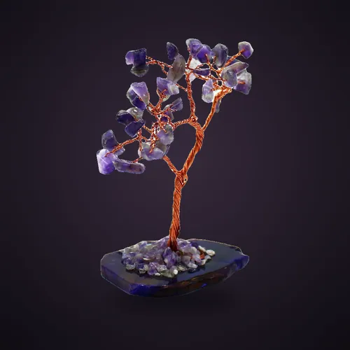 Gemstone Tree - Amethyst on Natural Agate Base (35 stones) – Gemstone Wishing Trees from Starseed UK
