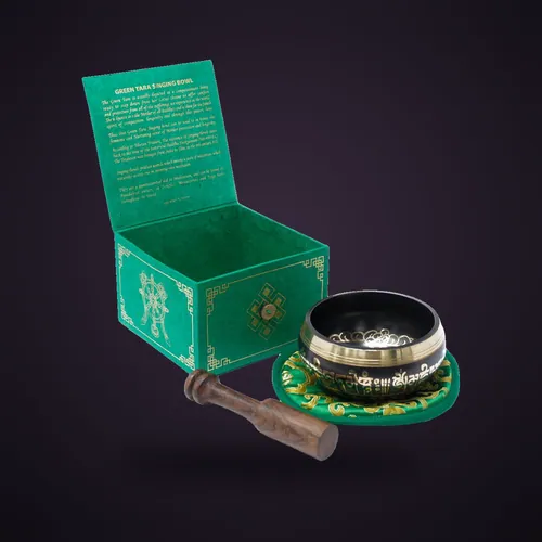 Green Tara Singing Bowl Set 10cm (min 380gm) – Tibetan Sing Bowls Sets from Starseed UK