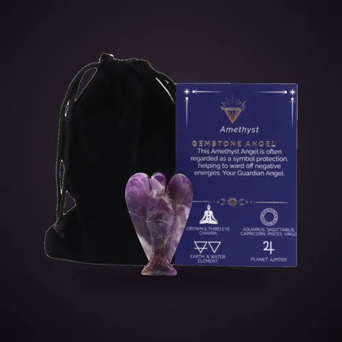 Hand Carved Gemstone Angel - Amethyst – Gemstone Figures from Starseed UK