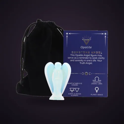 Hand Carved Gemstone Angel - Opalite – Gemstone Figures from Starseed UK