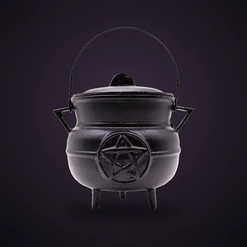 Huge Cast Iron Cauldron with Pentagon 21x15cm – Ritual Bowls and Cauldrons from Starseed UK