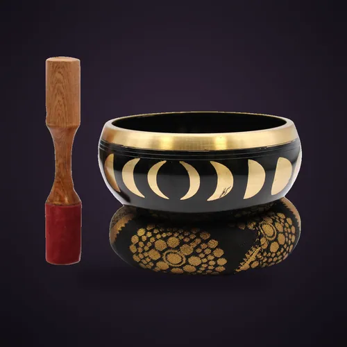 Lrg Moon Phase Singing Bowl Set- Black 14cm – Tibetan Singing Bowls from Starseed UK