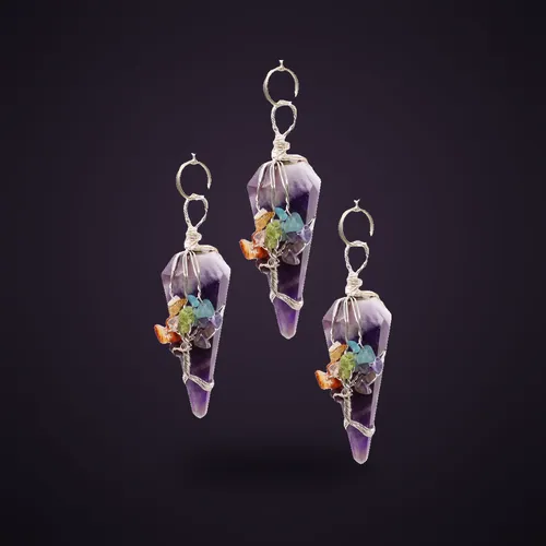 Magic Pendulum - Seven Chakra - Amethyst – Gemstone Magic Pendulums from Starseed UK