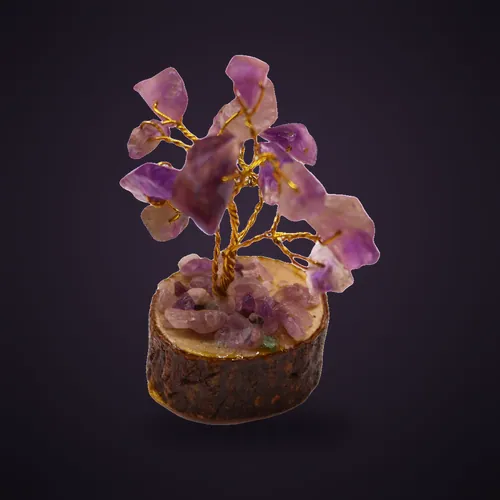 Mini Gemstone Tree On Wood Base - Amethyst (15 stones) – Mini Gemstone Trees from Starseed UK