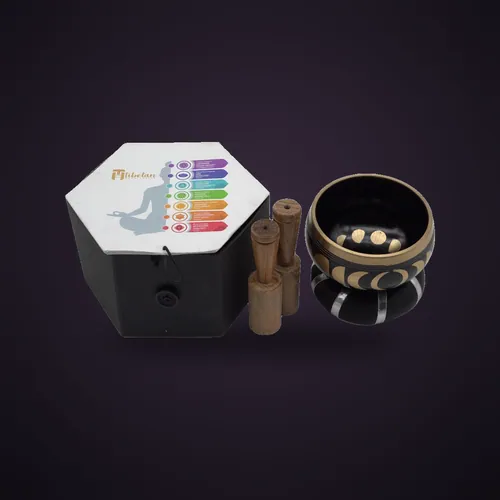 Moon Phase Singing Bowl Set – Black (10.7cm) – Tibetan Singing Bowls from Starseed UK