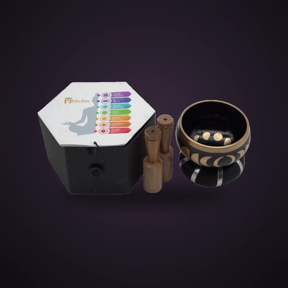Moon Phase Singing Bowl Set – Black (10.7cm)