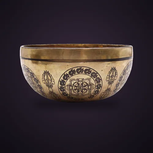 Tibetan Healing Engraved Bowl - 21cm - 5 Buddhas – Tibetan Singing Bowls from Starseed UK