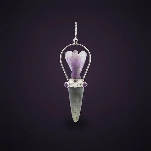 Veilwalker - Two Piece Angel Pendulum - Chakra Band - Labradorite & Amethyst – Special Gemstone Pendulums from Starseed UK